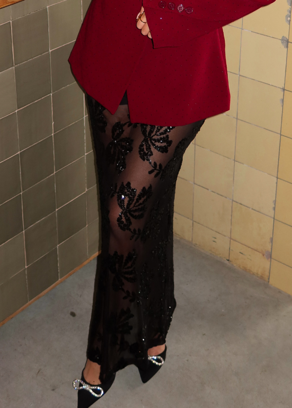 Kelly Maxi Skirt Glitter Black