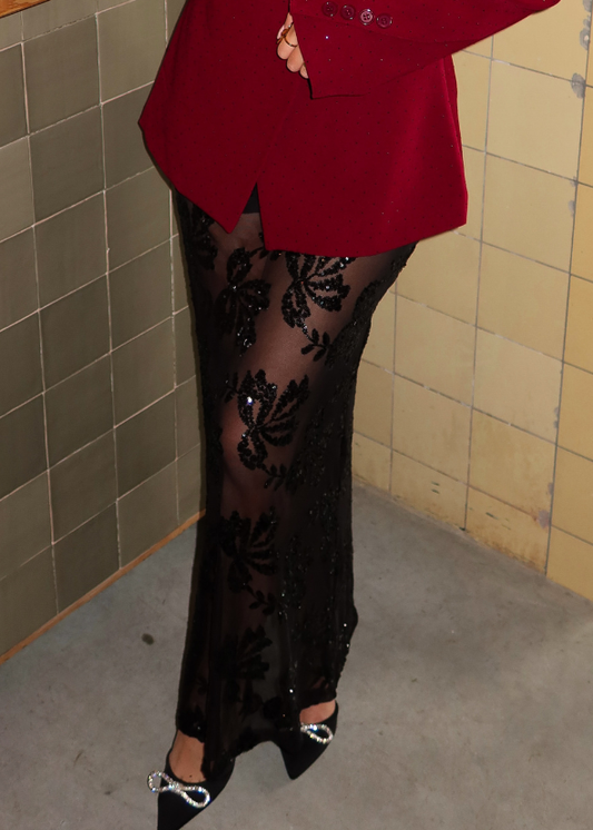 Kelly Maxi Skirt Glitter Black