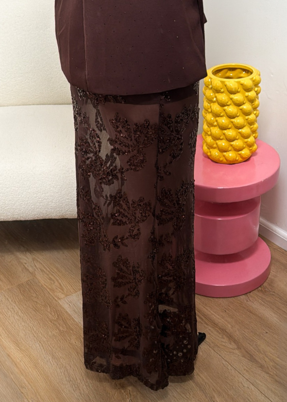 Kelly Maxi Skirt Glitter Brown