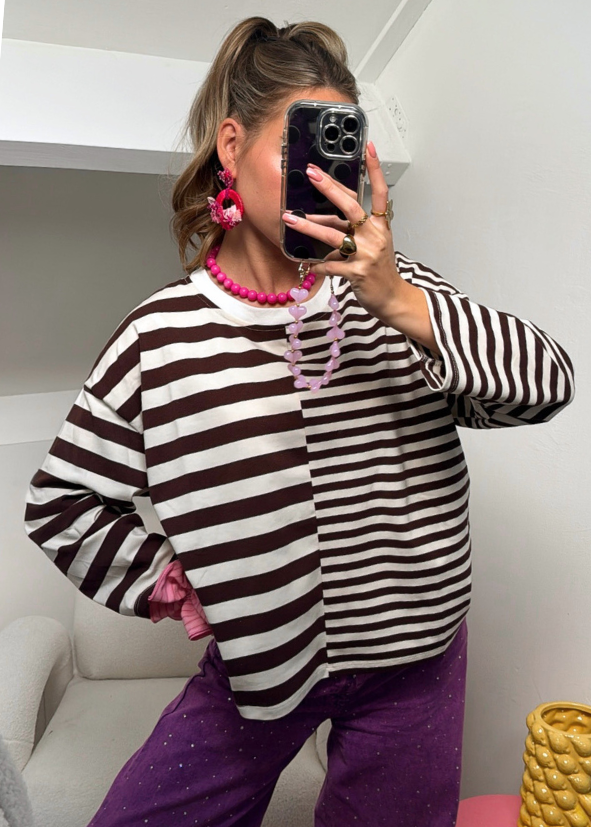 Sweatshirt Striped Brown